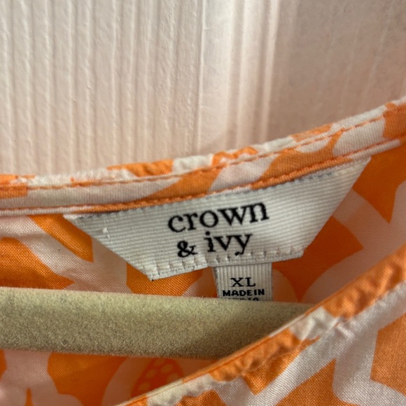 Women's Crown & Ivy Orange Patterned Top w/ Tassels Spring/Summer Size XL - Picture 6 of 13